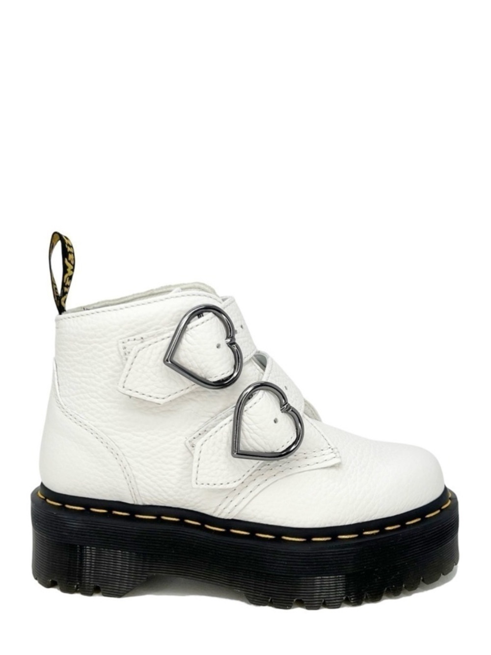 NEW Dr. Martens Devon Heart Platform White Leather Ankle Boots Kid’s Size 4 (36)